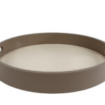 Dienblad Bjarne rond off-white/taupe hout 30x30x4cm