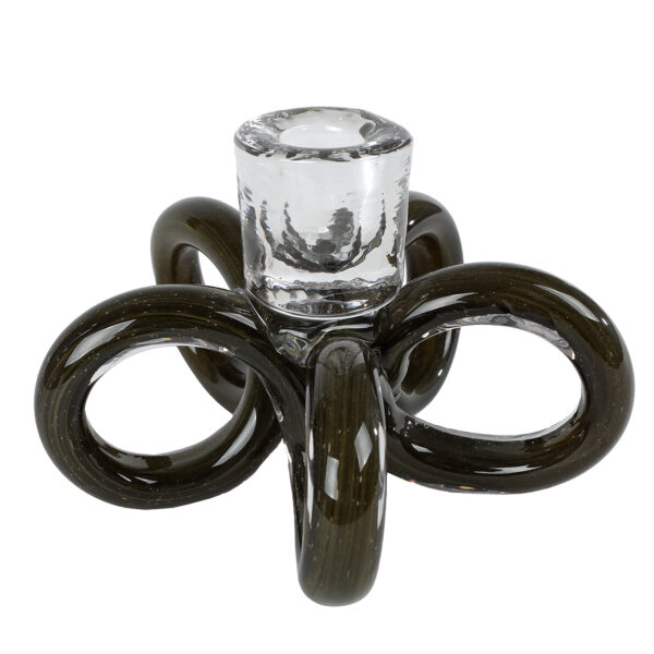 Kandelaar Flore d.groen/helder glas 14,5x14,5x10,5cm