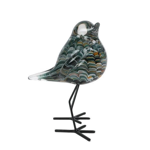 Sculptuur Bird op voet grijs glas 11,5x8,5x16cm