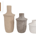 Vaas Jae set 3 stuks licht bruin/grijs/wit aardew 10x10x24cm