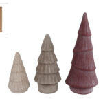 Sculptuur Tree set 3 stuks aardewerk 11,5x11,5x27cm R/W/B