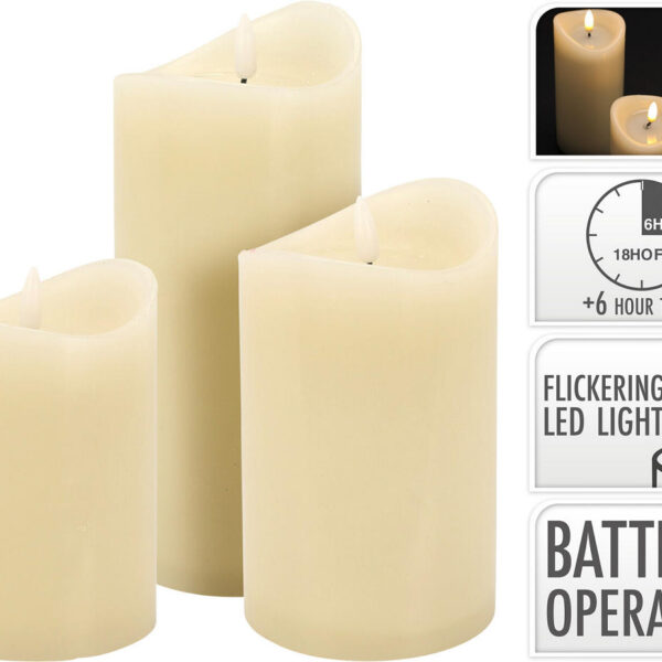 LED Kaars Jelly Dansvlam set 3 stuks incl. timer