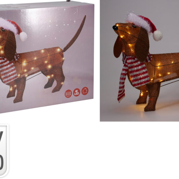 LED Figuur Teckel met muts 70cm B/O