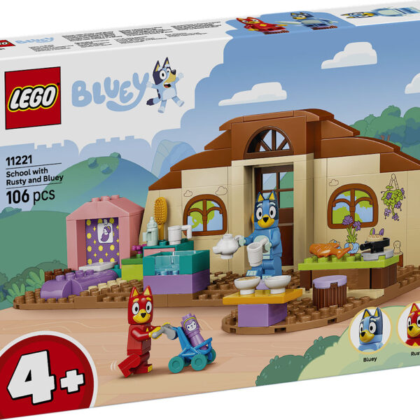 LEGO Bluey School met Rusty en Bluey