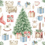 Duni servetten Tree and Gift 3-laags 33x33
