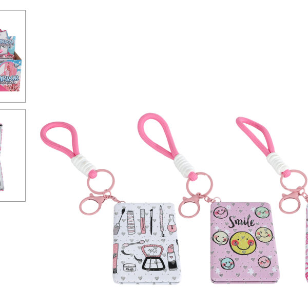 Petit Paris make-up spiegeltje aan sleutelhangerkoord 7cm