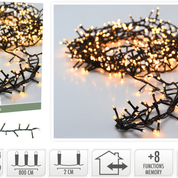 Verlichting 400LED Microcluster 8M IP44 - Warm wit