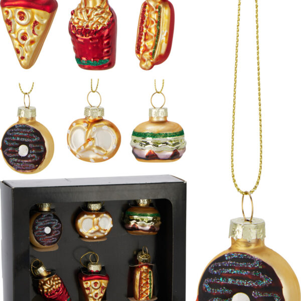 Hangdeco Eten glas 5cm set 6 stuks