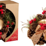 Kerstskrans 15cm met kaarsenhouder - Goud
