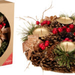 Kerstskrans 27cm met 4 kaarsenhouders - Goud