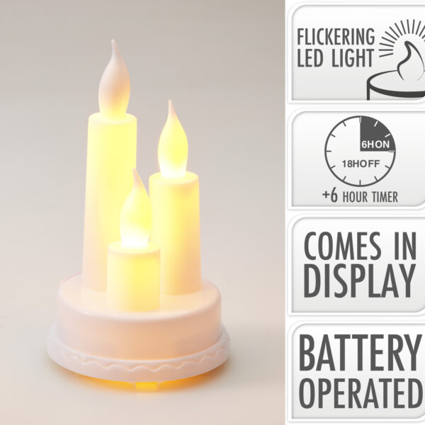LED Kaarsen 14cm op rond plateau