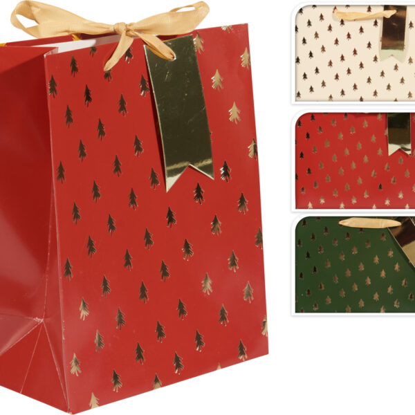 Geschenktas Kerst small 18x23cm - Trees