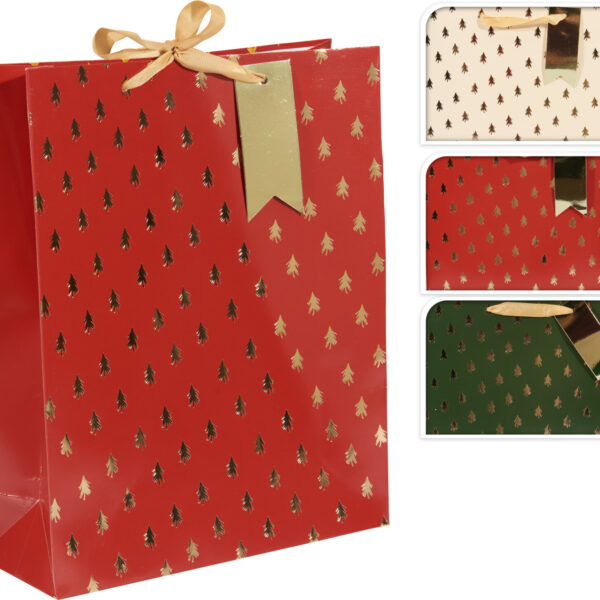 Geschenktas Kerst medium 26x32cm - Trees