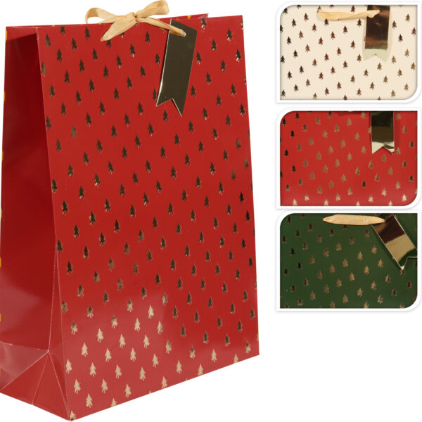 Geschenktas Kerst large 30x40cm -Trees