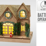 Huis met LED 19cm - Naturel