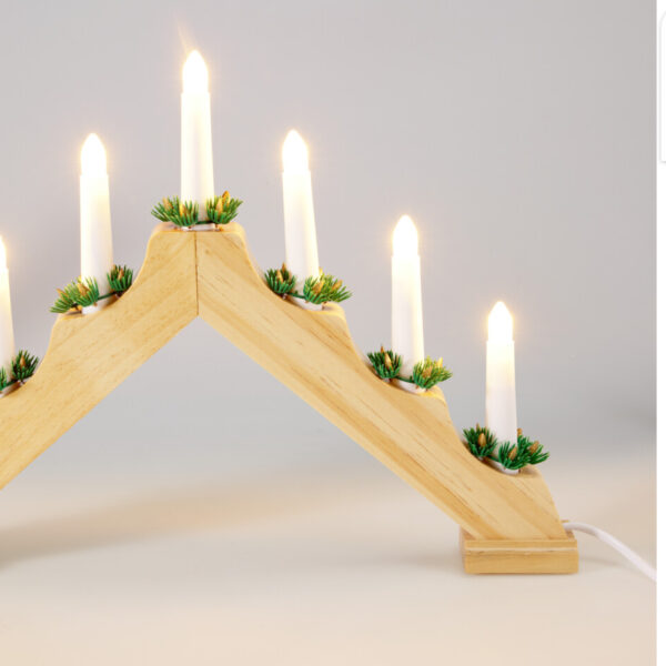 Kaarsenbrug Hout 7 lampen 38,5x4,7x29cm