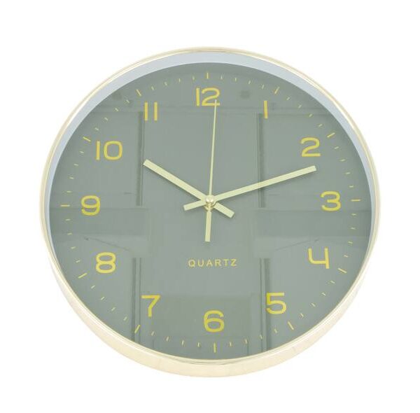 Wandklok 30cm gouden lijst - groen
