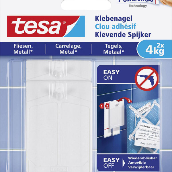 Tesa Klevende Spijker Tegel/Metaal 4Kg - 2 stuks