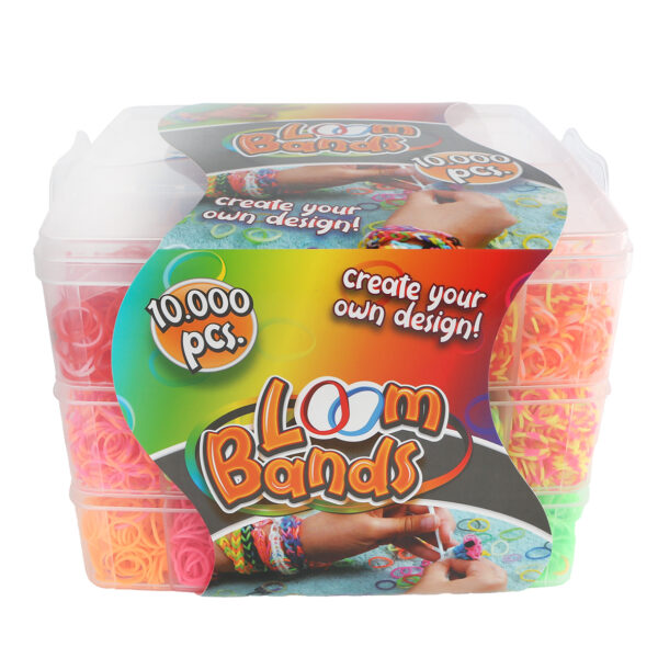 Loom Bands stapelbox 3laags 10000 bands 23x19x16cm