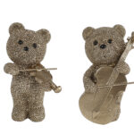 Sculptuur Bear Music glinster goud polystone 8x7x12,5cm