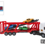 2-Play Vrachtwagen autotransporter incl autos frictie met L/