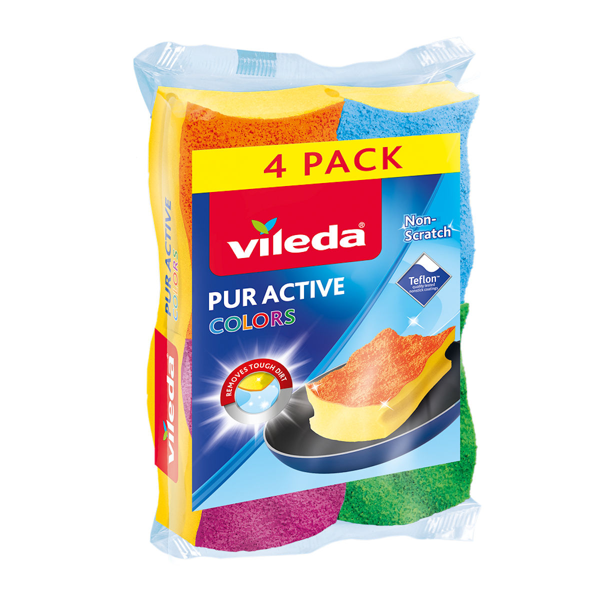 Vileda Pur Active schuurspons non-scratch 4 stuks Vileda Pur Active schuurspons non-scratch 4 stuks