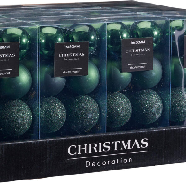 Kerstbal Onbreekbaar 5.00cm 16 stuks - Groen