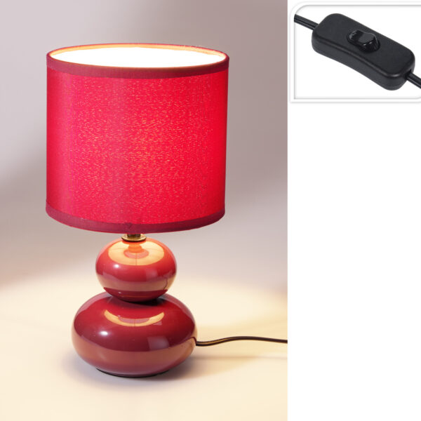Tafellamp keramieke voet - Rood 16,5x16,5x29,5cm