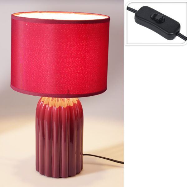 Tafellamp keramieke voet - Rood 23x23x38cm